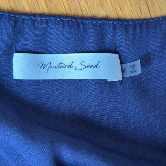 Mustard Seed Navy Blue Elastic Waist Tiered Ruffle Skirt V-neck Dress Medium - Picture 5 of 8